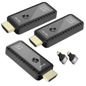 무선 HDMI 송신기 및 수신기 2개, 2.4G / 5G 플러그 앤 플레이 휴대용 익스텐더 키트 50M 165FT로 노트북 PC TV 박스 프로젝터에서 비디오 오디오를 모니터링할 수 있습니다 - 두 개의 디스플레이