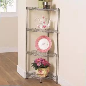 벽수납장 메탈코너랙 4단 다용도선반 멀티수납장 오픈 철제 벽