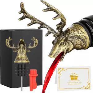 룰레아 사슴 머리 주류 부레 와인 병 및 증류주 마개 선물 생일 사냥 남성 여성 브론즈