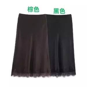 치마 가을 질감 장식 새틴 중기장 레이스 여자쉬폰스커트 ible3