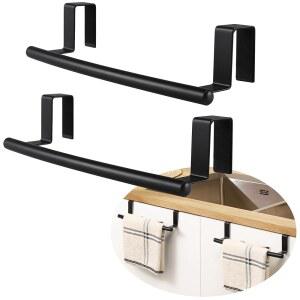 KES 오버 도어 타월 랙, 캐비닛 바 주방 욕실 홀더 보관용 식기 홀더, 찬장 바, 매트 블랙 2팩, KTH500S26-BK-P2