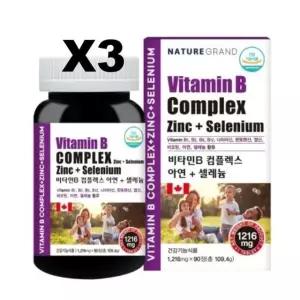 고함량 비타민B 비타민비 군  활성 수용성 컴플렉스 B12 B1 B3 B6 아연 셀레늄 x 3개