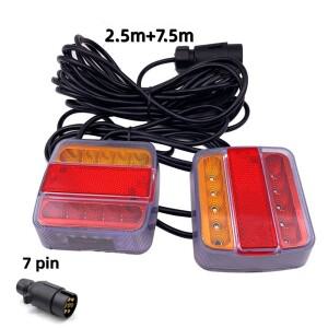 2개/대 12V 후면 견인 트레일러 테일 라이트 16 LED 10m 케이블 7 핀 범용 브레이크 중지 라이센스 번호 플