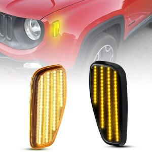 레니게이드 2015-2023 클리어  스모크 렌즈, 프론트 펜더, 앰버 라이트, LED 사이드 마커 램프