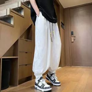 남성 팬츠 배기팬츠 배기 핏 빅사이즈 얇은 블루종팬츠 슬랙스 아이스 샤이닝 롱무늬 admr5