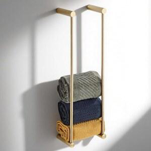 욕실용 수건걸이, NEWRAIN 벽걸이 스테인리스 스틸 정리함, 접이식 대형 수건 빨래를 위한 브러시드 골드 롤 보관 목욕 홀더