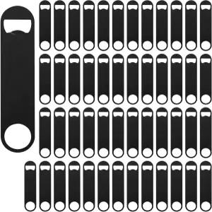 유가다 50 팩 플랫 맥주 병따개 7 인치 스테인리스 스틸 바텐더 키친 바 레스토랑용 블랙