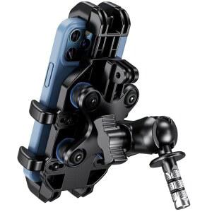 진동 감쇠기가 장착된 BRCovAN 모터사이클 포크 스템 폰 마운트 홀더, 헤비 듀티 휴대폰 거치대 장착 튜브 직경 12mm-25.4mm, 5.4-6.9인치 스마트폰용 조절 가능