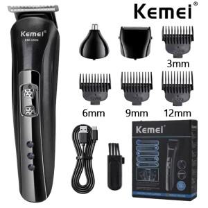 Kemei KM-1506 3 in 1 전기 면도기, USB 충전 헤어 트리머, 코 전문