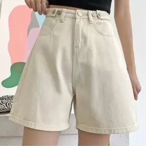 [다잇템]여성 하이웨이스트 폴딩 골드버튼 숏팬츠 (39138482A)