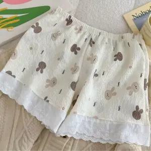 [다잇템]여성 레이스 하트무늬 고무줄 하프팬츠 홈웨어 (39356931A)