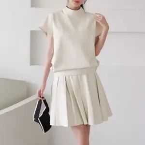 럭스골프 여성 가오리핏 캡소매 티셔츠 주름 큐롯 스커트 셋업 MDG25M902W 431585