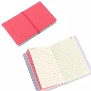 [문구] 스마일 가죽커버 수첩 5p 핑크 포켓 유선 팬시 핸디 메모장 오피스용품