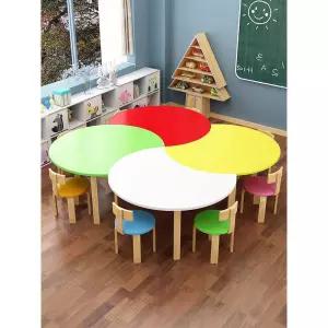 어린이집책상 원목 나무 원형 어린이집 조립식 책상