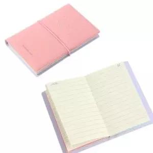 [문구/오피스] 스마일 가죽커버 수첩 5p 연핑크 포켓 유선 팬시 핸디 메모장 오피스용품