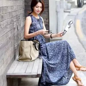 [옷은날개] 플로럴 패턴 페미닌 유니크 우아한 민소매 롱원피스