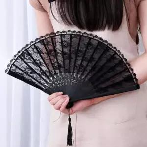 부채 팬 접이식 무용 댄스 나무 향기 패브릭 파티