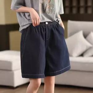 빛채운 데님 여친 캐주얼 순정 반바지 단추 밴딩 슬림핏 일자 OPH1