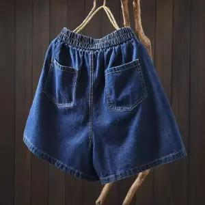 빛채운 여름 여친 면 데님 허리밴딩 열 일자 헐렁헐렁해 위에 보이는 반바지 얇은 OPH1