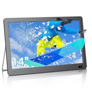 Erasiny 14인치 휴대용 TV, 스피커가 있는 소형 1080P TV, 안테나가 있는 ATSC 튜너, HDMI/USB/ 입력, 캠핑용 배터리 구동 TV, 자동차, RV, 여행용,