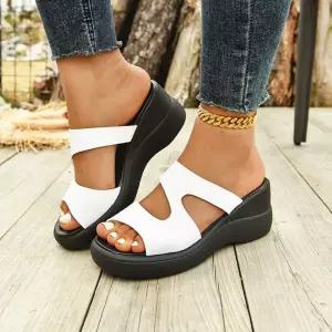 샤오원샵 여친 여름 슬리퍼 빅사이즈 키작녀 토시 웨지 송편 통굽 꾹5