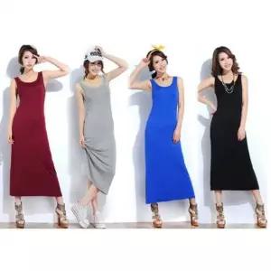 민소매 솔리드 스트라이프원피스 원피스 여름 면소재