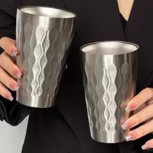 프리미엄 물결 무늬 나들이 산책 소풍 스텐 컵 스텐컵 캠핑컵 피크닉컵