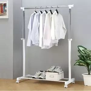 고급형 화이트 이동식 행거1단 조립식 파이프 행거 이동식행거 고정행거 생활 잡화 다용도행거