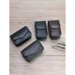 럭셔리 휴대용 블랙 소가죽 안경집 벨트 클립 접이식 세로형 돋보기 케이스