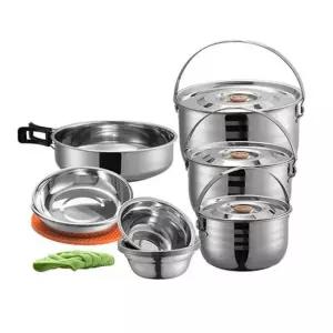 캠핑식기 스텐 3중 캠핑 코펠식기 8인용 세트 1P 그릇 식기세트 코펠그릇