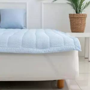 리빙밸류 시어서커 시원한 냉감 여름 침대패드 Q 쿨링침대패드 누빔침대패드 밴딩침대패드