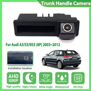 아우디 A3/S3/RS3 (8P) 2003~2012용 CCD HD 어안 후방 카메라, 트렁크 손잡이 장착 주차 모니터 야간 투시