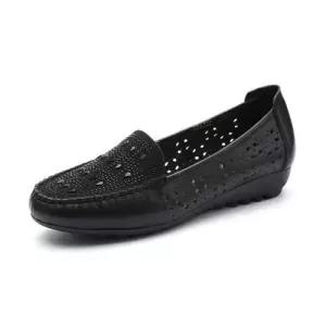 여친 캐주얼 엄마신발 구두 중장년 MN 부드러운 통굽 논슬립 통기 편안한 플랫 봄가을 단화 소 가죽 슈즈 O