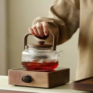 찻잔 전기 인덕션 1인용 워머 유리 다도 세트 티포트 그림자