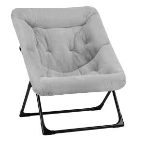 Mordchil HF 컴피 접시 의자, 소프트 인조 모피 침실 액센트 기숙사 유연한 거실 독서 청소년용 오버사이즈 접이식 시트, X-대형, 회색