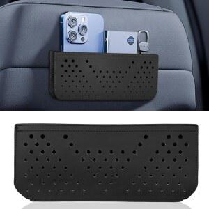 카시트 사이드 포켓 정리함, 휴대폰용 다기능 미니 콘솔 보관 가방, 열쇠, 선글라스, 지갑, PU 가죽 트레이 파우치 카 정리함 시트, 도어, 창문, 콘솔용 액세서리(블랙)