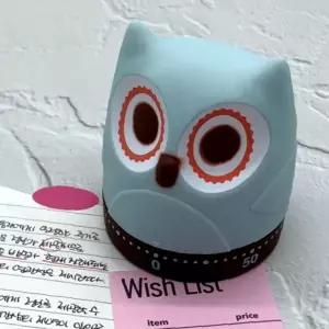 주방 요리시간 측정기 부엉이 동물 캐릭터 수동 회전식 알람 타이머 베이킹 조리용