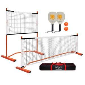 Zdgao 소형 피클볼 네트 세트 - 10피트 미니 네트, 4피트 조절 가능한 높이 딩크 트레이닝 리바운더 네트(야외 포함), 패들 2개, 진입로용 캐리백, 뒷마당