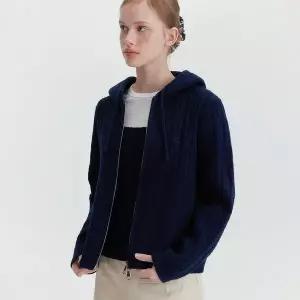 [마리끌레르](의정부점)베이직 로고 케이블 슬리브리스 후드집업 세트(MAGASU02MNY)