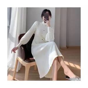 솔저스여성 이너 새 한국적인 니트원피스 미디 스웨터 반폴라 봄가을 스커트 움 롱 OPH3