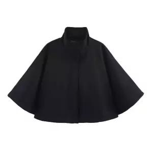 EAMT 여자 봄 세무 질감 효과 케이프 코트 YJ1