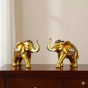 [알티피아]데일리데코 왕부자 골드 코끼리 특대 쌍 장식 인테리어 소품