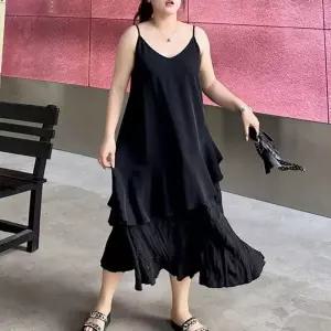 [에이치플러스몰]캉캉 프릴 스트랩 롱드레스 여름원피스