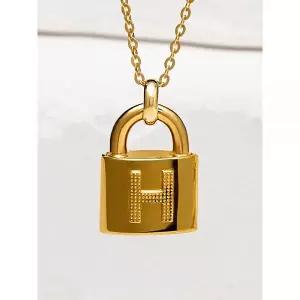 오벨리 14K 18K 앤락 목걸이 명품 볼드 자물쇠 H 이니셜 여자 금목걸이