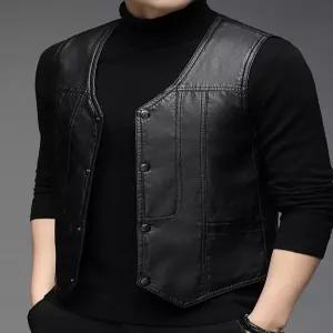 남자조끼 조끼 브이넥 코디 가을 캐주얼 푸 민소매 레더 심쿵마켓