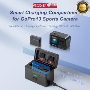 STARTRC 2 Ways Battery Charger Hub 4000Amh Smart Box with SD Card Slot For Gopro 13 Camera Accessori