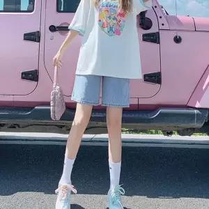 여성 데님 반바지 보이핏 밴딩 여성 데님 반바지 여름 5부 데일리반 캐주얼