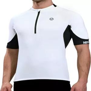 네페스트 사이클링 저지 남성 반팔 하프 집 자전거 셔츠 4 포켓 수분 위킹 컬러 클래시 라이딩 탑