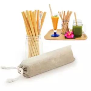 천연 대나무 빨대 10P 세트 휴대용 파우치