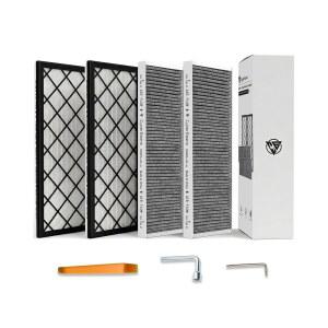 사이버빈즈(4팩) HEPA 탄소 공기 필터 키트, 테슬라 모델 Y, 카빈 에어컨 교체 및 외부 흡기 활성탄 2020-2024/2025/2026 주니퍼 액세서리 지원